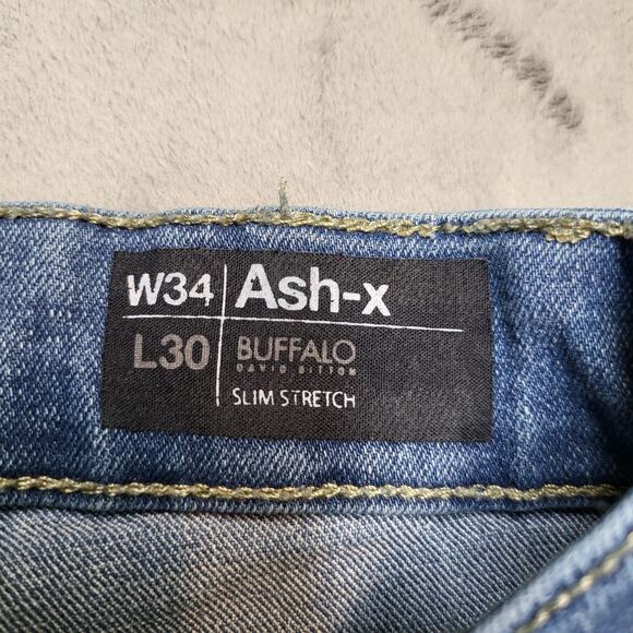 Buffalo David Bitton Jeans Mens 34x29 Blue Ash-X Slim Fit Stretch Denim Zip Fly - Picture 5 of 10